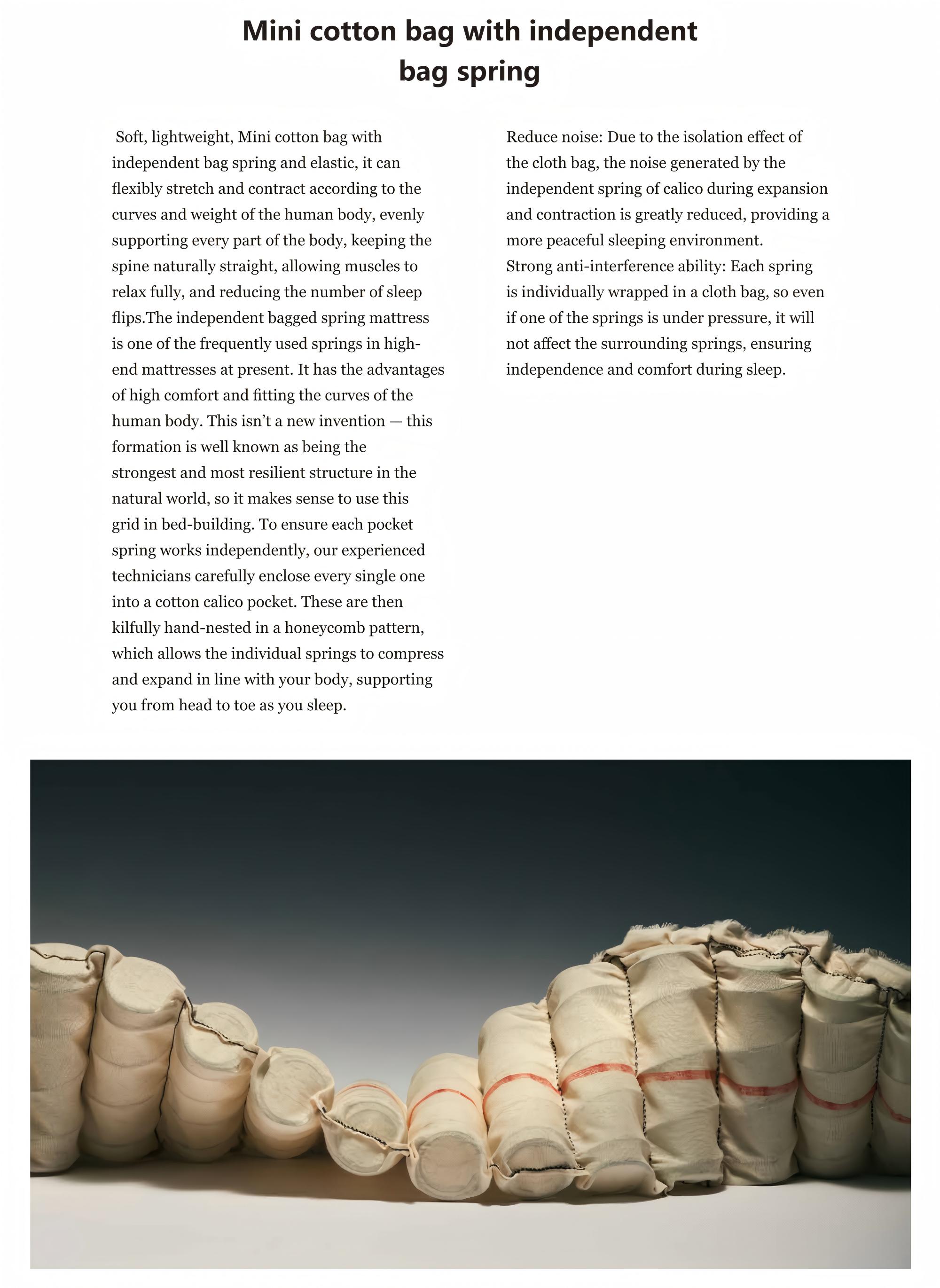 Mini cotton bag with independent bag spring